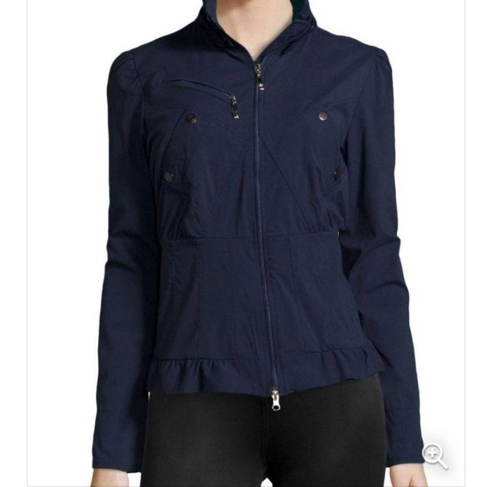 Anatomie Rosella Ruffle Jacket in Blue Size Small Travel Jacket